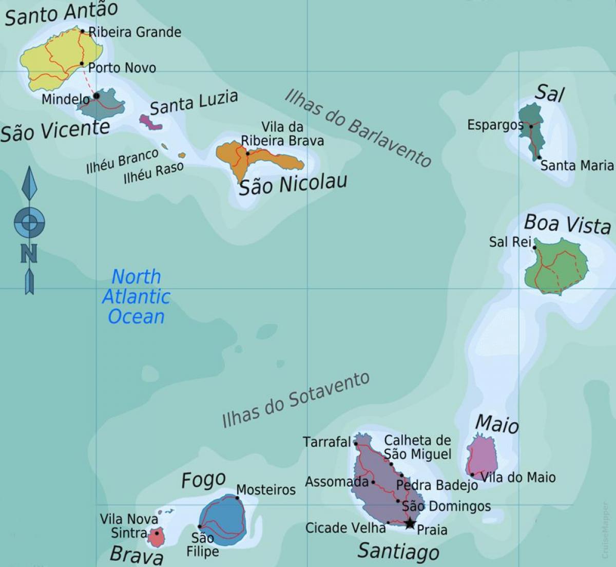 Cape Verde ostrva mapu lokacija