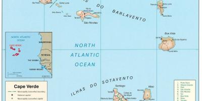 Mapa pokazuje Cape Verde